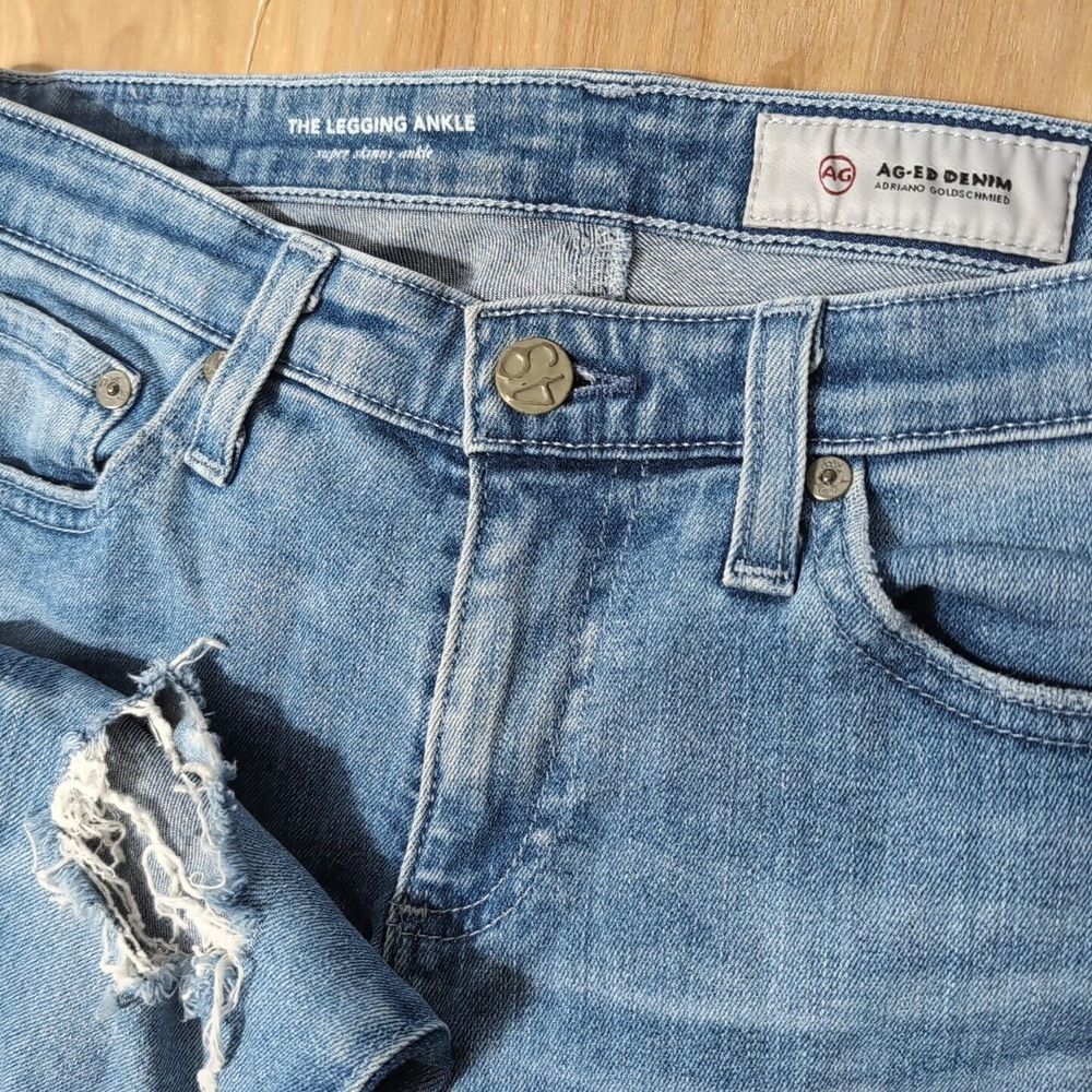 Adriano Goldschmied Jeans Women's 26Rx28 Legging Super Skinny Ankle Ripped Jeans